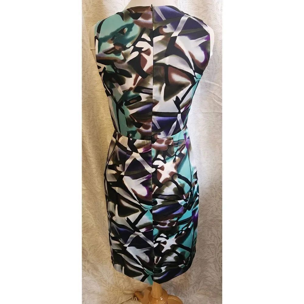 D27 Dressbarn - beautiful, stylish midi dress Pleated Neckline - purple & green - Picture 5 of 8